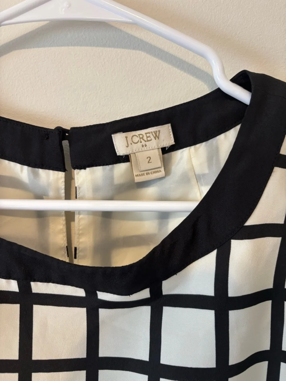 J Crew Black Off White Retro Plaid Printed Shift Dress Size 2 - Picture 4 of 8